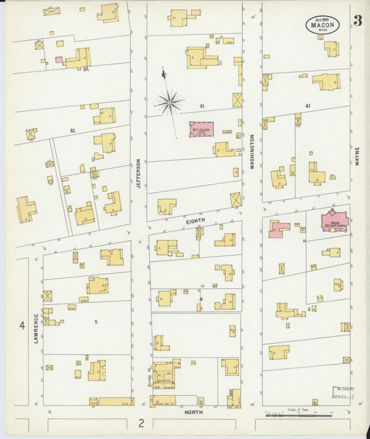 Sanborn Fire Insurance Map from Macon, Noxubee County, Mississippi (1899), Sheet #0003 - Historic Sanborn Fire Insurance Map Print, vintage old map wall art, antique decor, genealogy gift, Mississippi Mississippi map