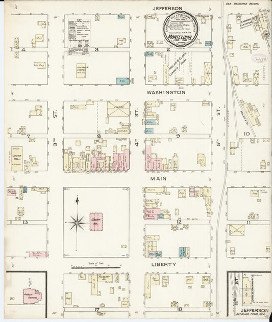 Sanborn Fire Insurance Map from Montezuma, Poweshiek County, Iowa (1886), Sheet #0001 - Historic Sanborn Fire Insurance Map Print, vintage old map wall art