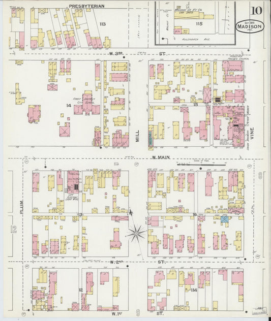 Sanborn Fire Insurance Map from Madison, Jefferson County, Indiana (1892), Sheet #0010 - Historic Sanborn Fire Insurance Map Print, vintage old map wall art, antique decor, genealogy gift, Indiana Indiana map