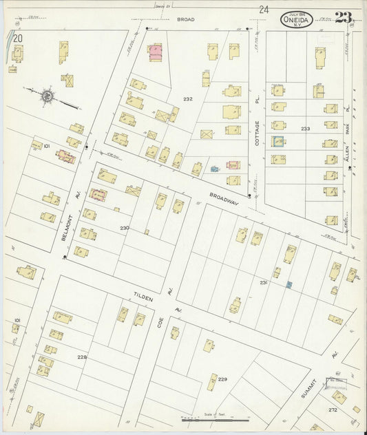 Sanborn Fire Insurance Map from Oneida, Madison County, New York (1914), Sheet #0023 - Historic Sanborn Fire Insurance Map Print, vintage old map wall art, antique decor, genealogy gift, New York New York map