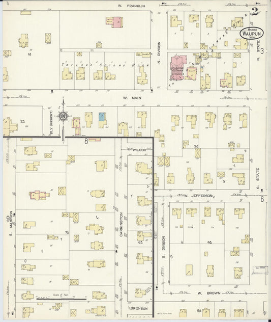 Sanborn Fire Insurance Map from Waupun, Dodge and Fond du Lac Counties, Wisconsin (1913), Sheet #0002 - Historic Sanborn Fire Insurance Map Print, vintage old map wall art, antique decor, genealogy gift, Wisconsin Wisconsin map