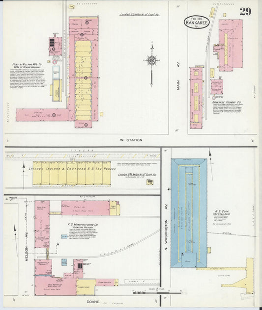 Sanborn Fire Insurance Map from Kankakee, Kankakee County, Illinois (1914), Sheet #0029 - Historic Sanborn Fire Insurance Map Print, vintage old map wall art, antique decor, genealogy gift, Illinois Illinois map