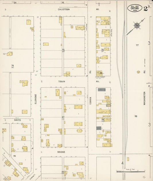 Sanborn Fire Insurance Map from Orting, Pierce County, Washington (1910), Sheet #0002 - Historic Sanborn Fire Insurance Map Print, vintage old map wall art, antique decor, genealogy gift, Washington Washington map