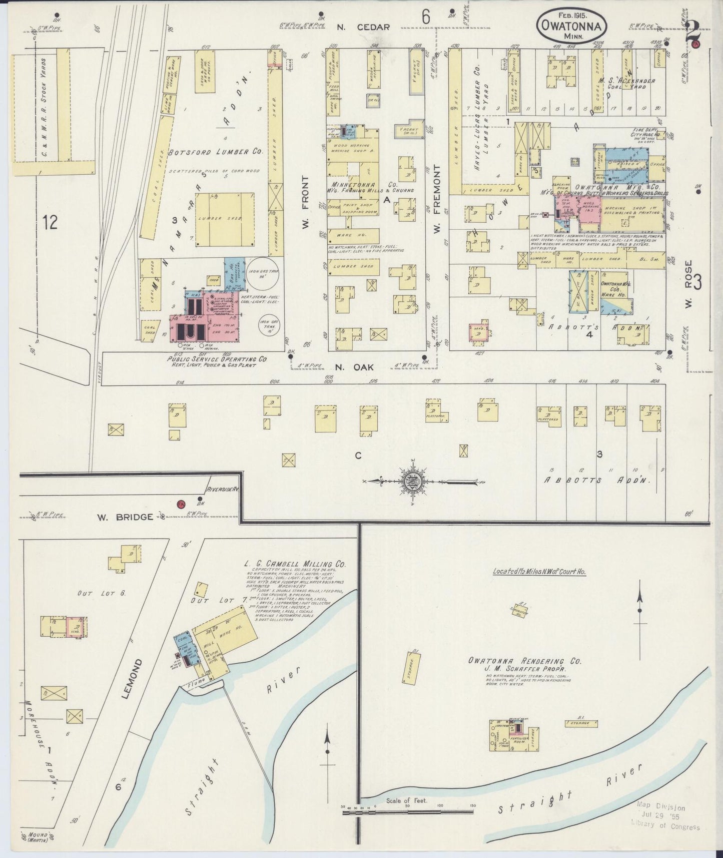 Sanborn Fire Insurance Map from Owatonna, Steele County, Minnesota (1915), Sheet #0002 - Historic Sanborn Fire Insurance Map Print, vintage old map wall art, antique decor, genealogy gift, Minnesota Minnesota map