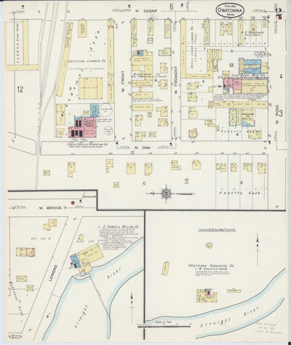 Sanborn Fire Insurance Map from Owatonna, Steele County, Minnesota (1915), Sheet #0002 - Historic Sanborn Fire Insurance Map Print, vintage old map wall art, antique decor, genealogy gift, Minnesota Minnesota map