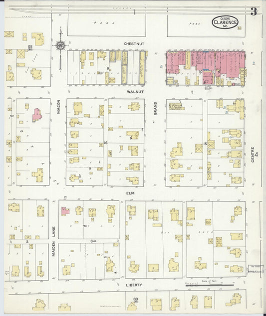 Sanborn Fire Insurance Map from Clarence, Shelby County, Missouri (1916), Sheet #0003 - Historic Sanborn Fire Insurance Map Print, vintage old map wall art, antique decor, genealogy gift, Missouri Missouri map
