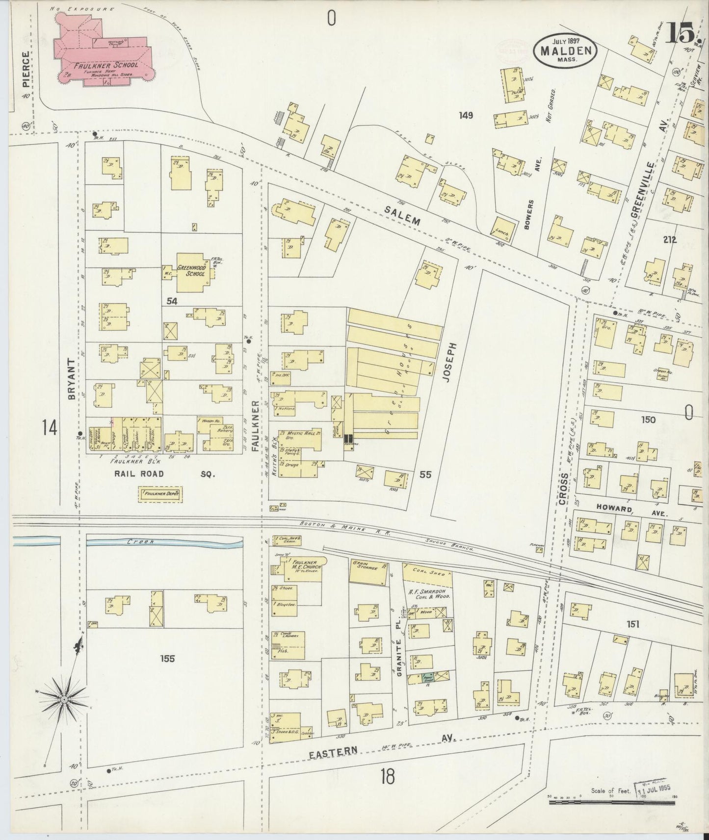 Sanborn Fire Insurance Map from Malden, Middlesex County, Massachusetts (1897), Sheet #0015 - Complete Map Set gallery image, historic Sanborn map, vintage wall art, Massachusetts Massachusetts