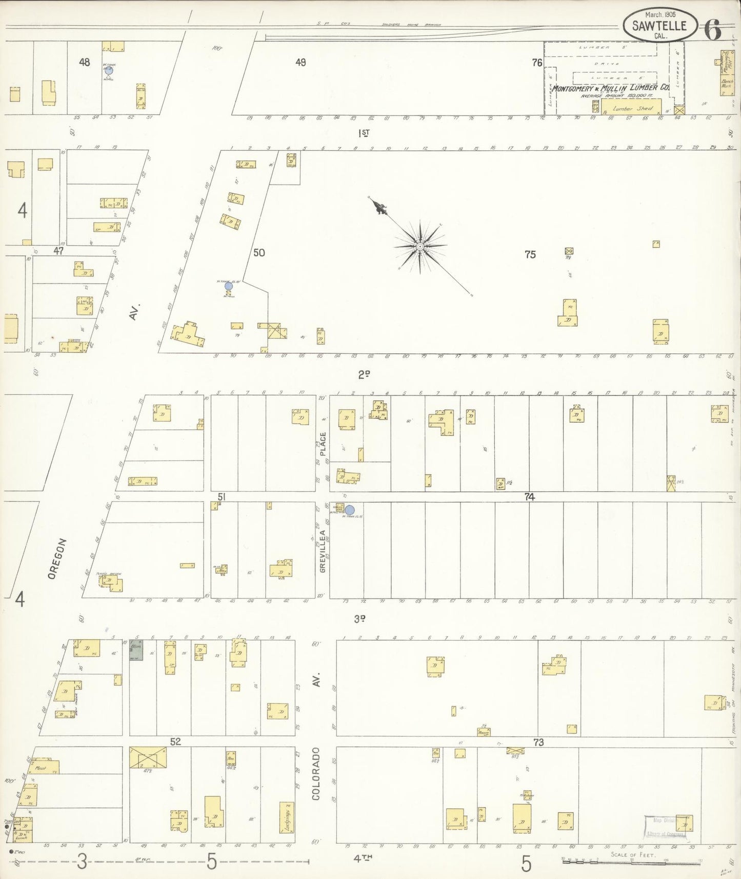 Sanborn Fire Insurance Map from Sawtelle, Los Angeles County, California (1905), Sheet #0006 - Complete Map Set gallery image, historic Sanborn map, vintage wall art, California California