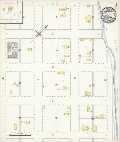 Sanborn Fire Insurance Map from Cosmopolis, Grays Harbor County, Washington (1894), Sheet #0001 - Complete Map Set gallery image, historic Sanborn map, vintage wall art, Washington Washington