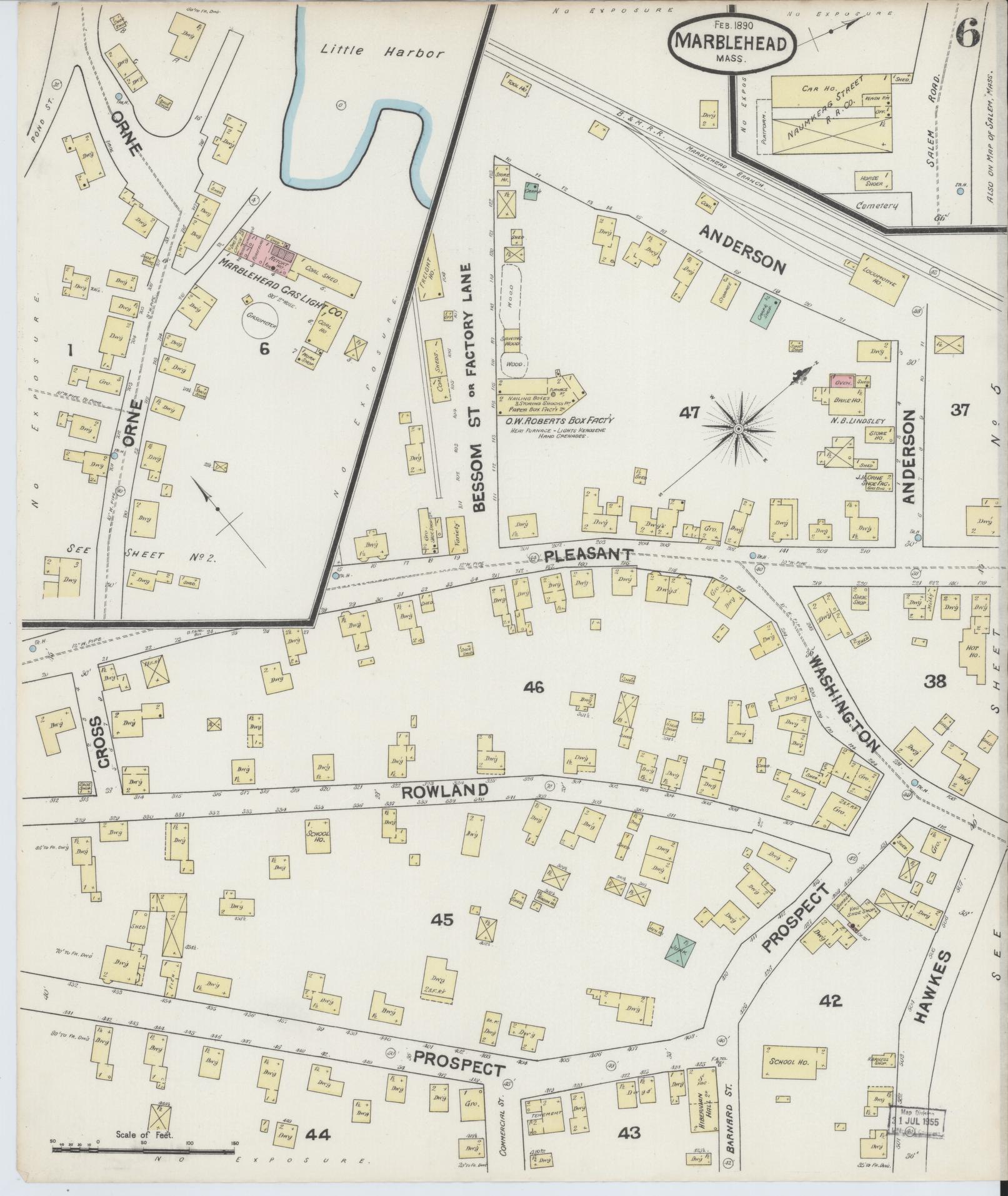 Sanborn Fire Insurance Map from Marblehead, Essex County, Massachusetts (1890), Sheet #0006 - Complete Map Set gallery image, historic Sanborn map, vintage wall art, Massachusetts Massachusetts