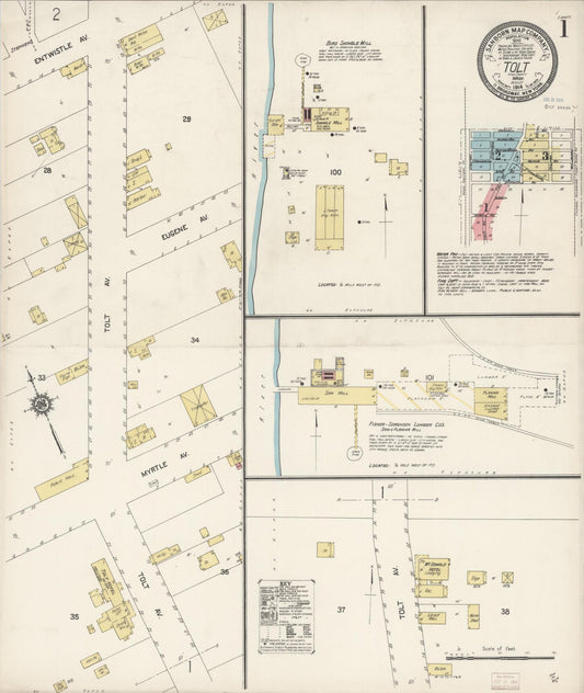 Sanborn Fire Insurance Map from Tolt, King County, Washington (1914), Sheet #0001 - Complete Map Set gallery image, historic Sanborn map, vintage wall art, Washington Washington