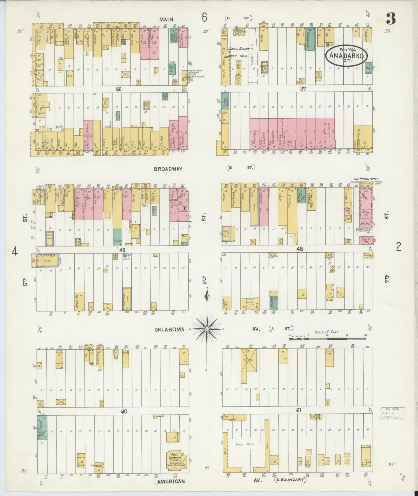 Sanborn Fire Insurance Map from Anadarko, Caddo County, Oklahoma (1904), Sheet #0003 - Historic Sanborn Fire Insurance Map Print, vintage old map wall art, antique decor, genealogy gift, Oklahoma Oklahoma map