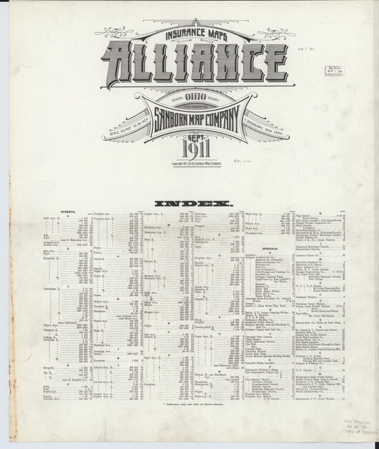 Sanborn Fire Insurance Map from Alliance, Stark County, Ohio. (1911) – Historic Sanborn Fire Insurance Map Print
