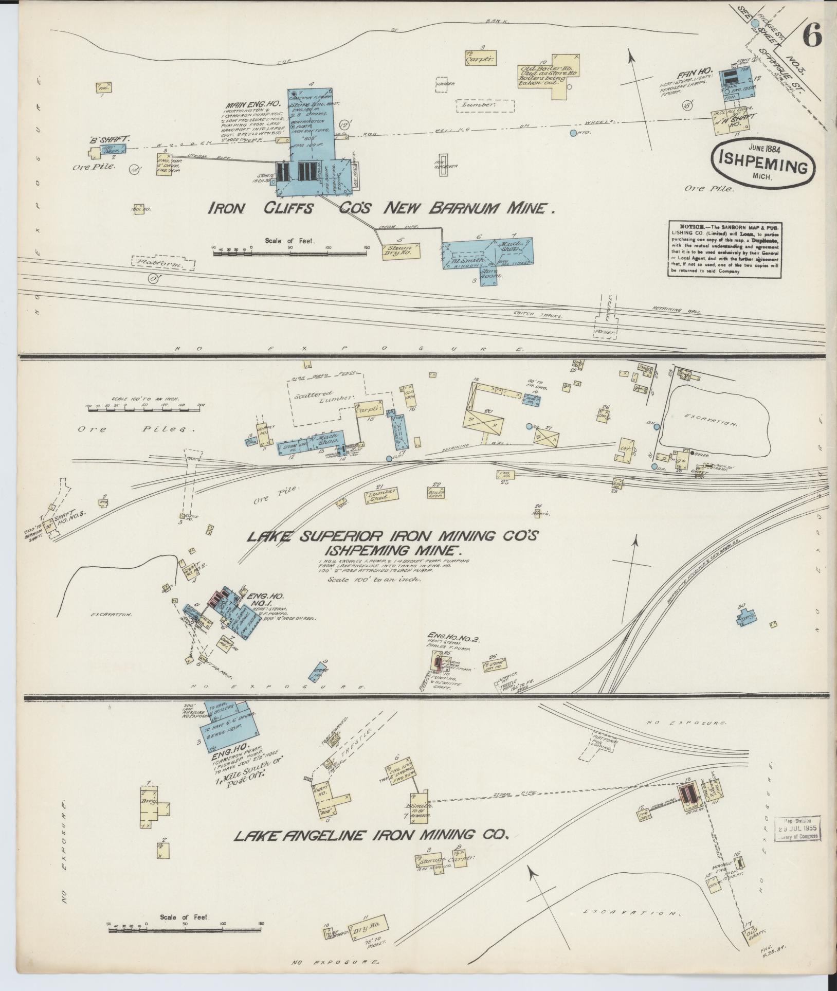 Sanborn Fire Insurance Map from Ishpeming, Marquette County, Michigan (1884), Sheet #0006 - Complete Map Set gallery image, historic Sanborn map, vintage wall art, Michigan Michigan