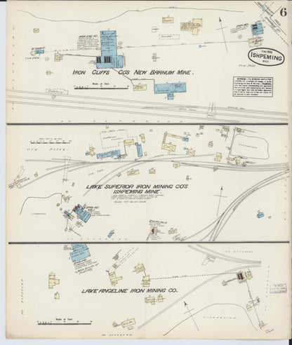 Sanborn Fire Insurance Map from Ishpeming, Marquette County, Michigan (1884), Sheet #0006 - Complete Map Set gallery image, historic Sanborn map, vintage wall art, Michigan Michigan
