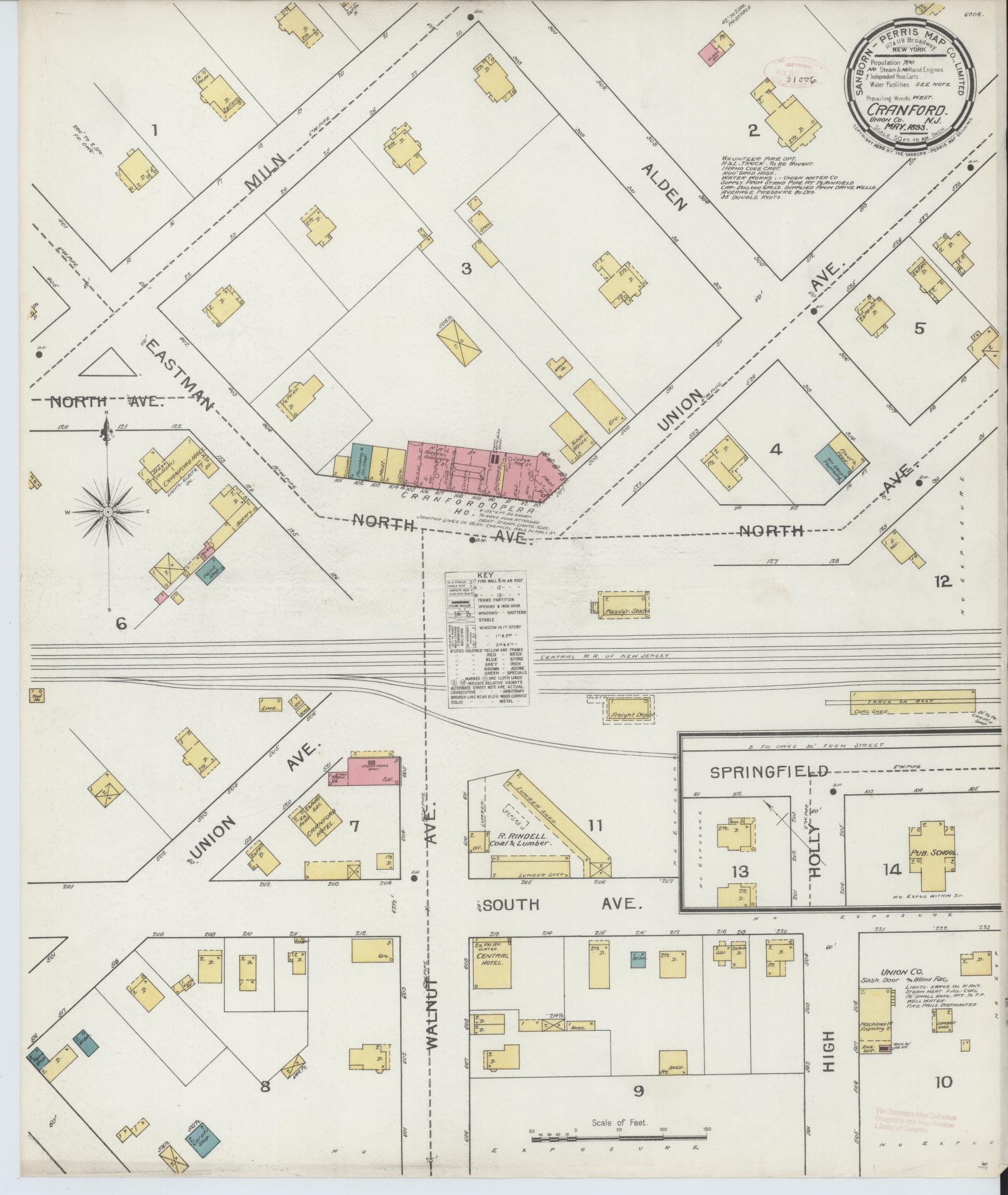 Sanborn Fire Insurance Map from Cranford, Union County, New Jersey. (1893) – Historic Sanborn Fire Insurance Map Print
