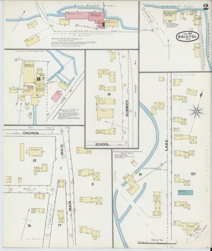 Sanborn Fire Insurance Map from Bristol, Grafton County, New Hampshire (1892), Sheet #0002 - Complete Map Set gallery image, historic Sanborn map, vintage wall art, New Hampshire New Hampshire