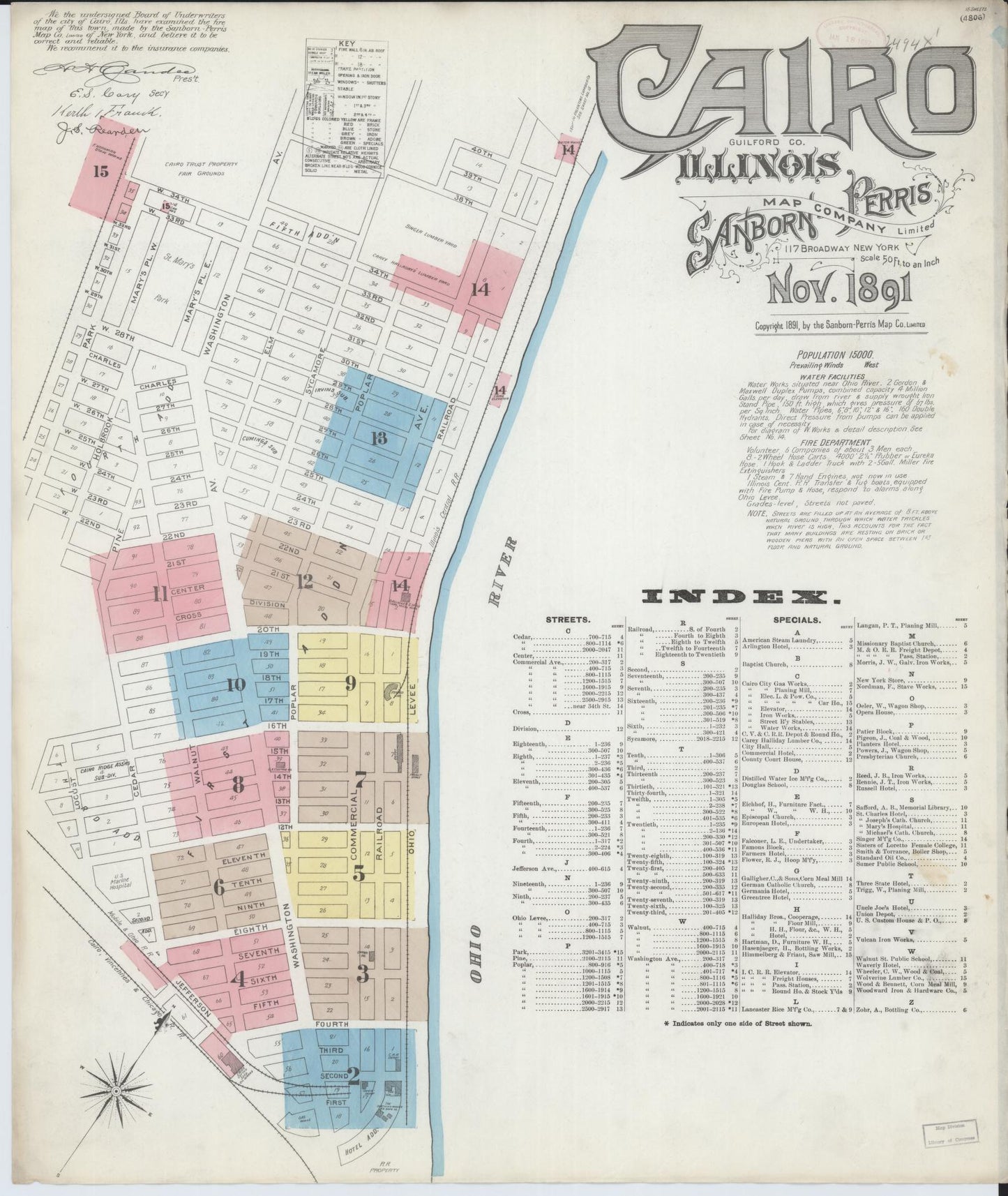 Sanborn Fire Insurance Map from Cairo, Alexander County, Illinois (1891), Sheet #0001 - Complete Map Set gallery image, historic Sanborn map, vintage wall art, Illinois Illinois