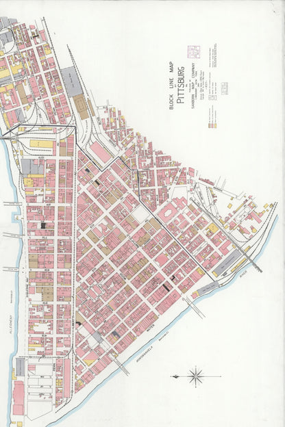Sanborn Fire Insurance Map from Pittsburgh, Allegheny County, Pennsylvania (1904), Sheet #0001 - Historic Sanborn Fire Insurance Map Print, vintage old map wall art, antique decor, genealogy gift, Pennsylvania Pennsylvania map