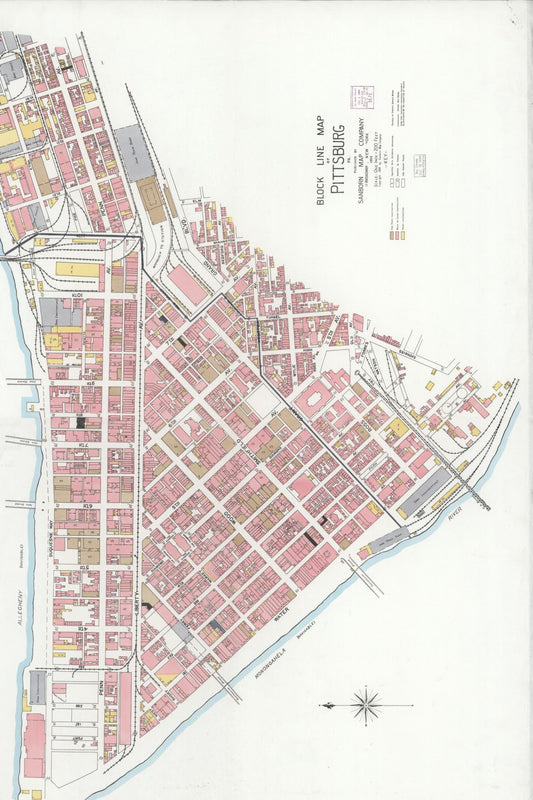 Sanborn Fire Insurance Map from Pittsburgh, Allegheny County, Pennsylvania (1904), Sheet #0001 - Historic Sanborn Fire Insurance Map Print, vintage old map wall art, antique decor, genealogy gift, Pennsylvania Pennsylvania map