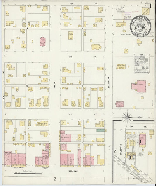 Sanborn Fire Insurance Map from Obion, Obion County, Tennessee (1907), Sheet #0001 - Complete Map Set gallery image, historic Sanborn map, vintage wall art, Tennessee Tennessee