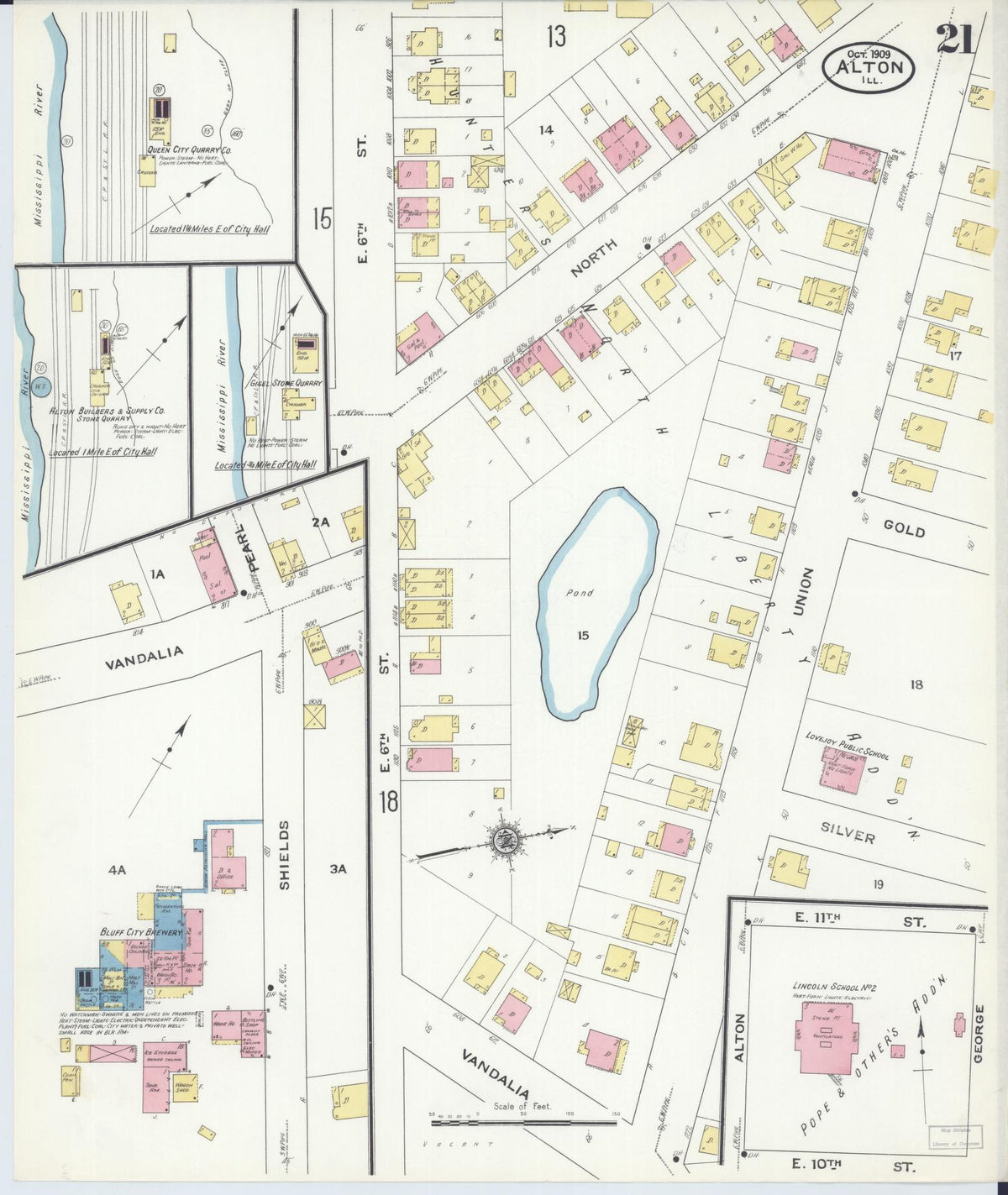 Sanborn Fire Insurance Map from Alton, Madison County, Illinois (1909), Sheet #0021 - Complete Map Set gallery image, historic Sanborn map, vintage wall art, Illinois Illinois