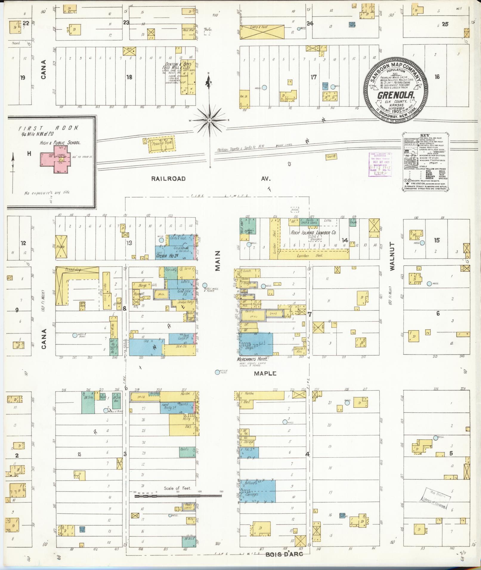 Sanborn Fire Insurance Map from Grenola, Elk County, Kansas (1905), Sheet #0001 - Historic Sanborn Fire Insurance Map Print, vintage old map wall art, antique decor, genealogy gift, Kansas Kansas map
