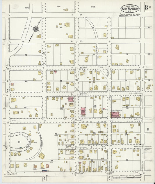 Sanborn Fire Insurance Map from North Wilkesboro, Wilkes County, North Carolina (1920), Sheet #0008 - Historic Sanborn Fire Insurance Map Print, vintage old map wall art, antique decor, genealogy gift, North Carolina North Carolina map