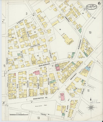 Sanborn Fire Insurance Map from Newport, Newport County, Rhode Island (1896), Sheet #0006 - Complete Map Set gallery image, historic Sanborn map, vintage wall art, Rhode Island Rhode Island