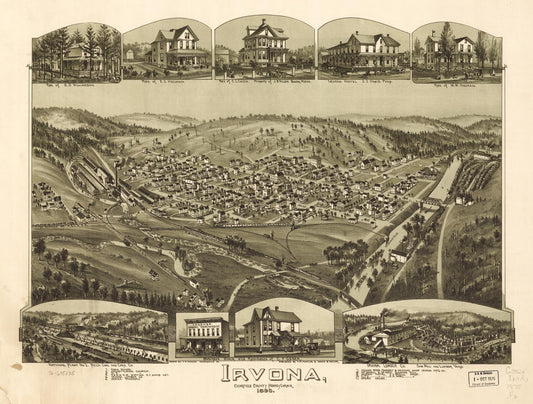 Irvona, Clearfield County, Pennsylvania. (1895) – Historic Bird’s-Eye View Panorama Print
