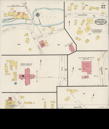 Sanborn Fire Insurance Map from Greenfield, Franklin County, Massachusetts (1922), Sheet #0027 - Complete Map Set gallery image, historic Sanborn map, vintage wall art, Massachusetts Massachusetts