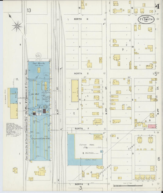 Sanborn Fire Insurance Map from Fort Smith, Sebastian County, Arkansas (1897), Sheet #0004 - Historic Sanborn Fire Insurance Map Print, vintage old map wall art, antique decor, genealogy gift, Arkansas Arkansas map