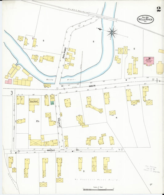 Sanborn Fire Insurance Map from Wells River, Orange County, Vermont (1905), Sheet #0002 - Historic Sanborn Fire Insurance Map Print, vintage old map wall art, antique decor, genealogy gift, Vermont Vermont map