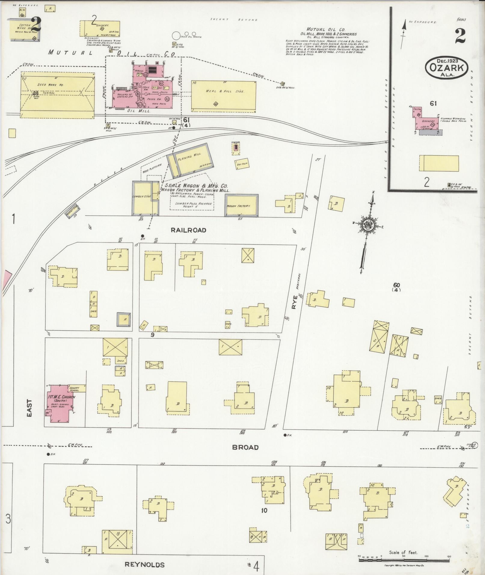Sanborn Fire Insurance Map from Ozark, Dale County, Alabama (1923), Sheet #0002 - Historic Sanborn Fire Insurance Map Print, vintage old map wall art, antique decor, genealogy gift, Alabama Alabama map