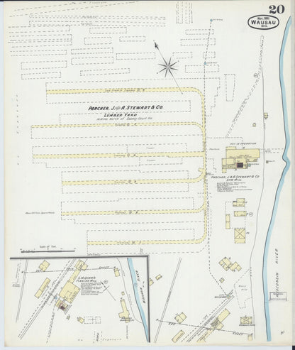 Sanborn Fire Insurance Map from Wausau, Marathon County, Wisconsin (1891), Sheet #0020 - Complete Map Set gallery image, historic Sanborn map, vintage wall art, Wisconsin Wisconsin