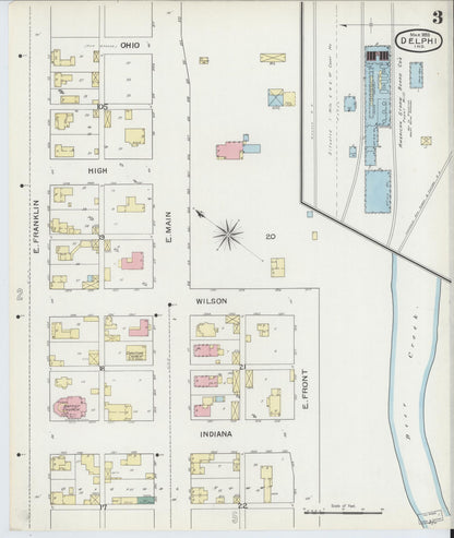Sanborn Fire Insurance Map from Delphi, Carroll County, Indiana (1893), Sheet #0003 - Complete Map Set gallery image, historic Sanborn map, vintage wall art, Indiana Indiana