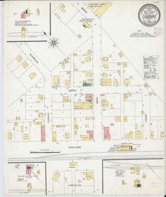 Sanborn Fire Insurance Map from Lenzburg, Saint Clair County, Illinois (1906), Sheet #0001 - Historic Sanborn Fire Insurance Map Print, vintage old map wall art, antique decor, genealogy gift, Illinois Illinois map