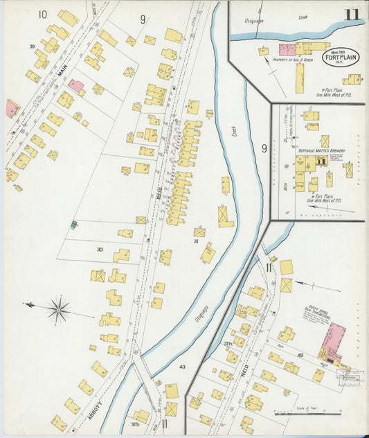 Sanborn Fire Insurance Map from Fort Plain, Montgomery County, New York (1901), Sheet #0011 - Historic Sanborn Fire Insurance Map Print, vintage old map wall art, antique decor, genealogy gift, New York New York map