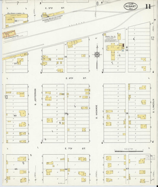 Sanborn Fire Insurance Map from Hobart, Kiowa County, Oklahoma (1916), Sheet #0011 - Historic Sanborn Fire Insurance Map Print, vintage old map wall art, antique decor, genealogy gift, Oklahoma Oklahoma map