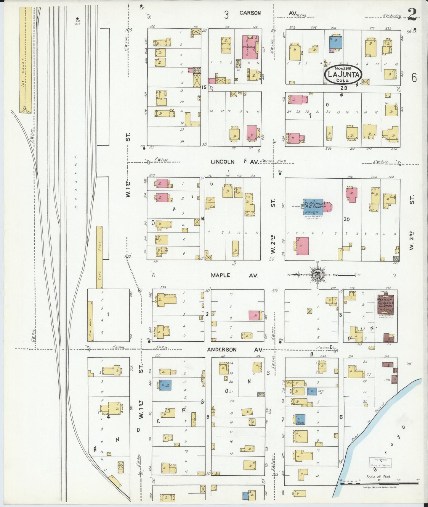 Sanborn Fire Insurance Map from La Junta, Otero County, Colorado (1919), Sheet #0002 - Complete Map Set gallery image, historic Sanborn map, vintage wall art, Colorado Colorado