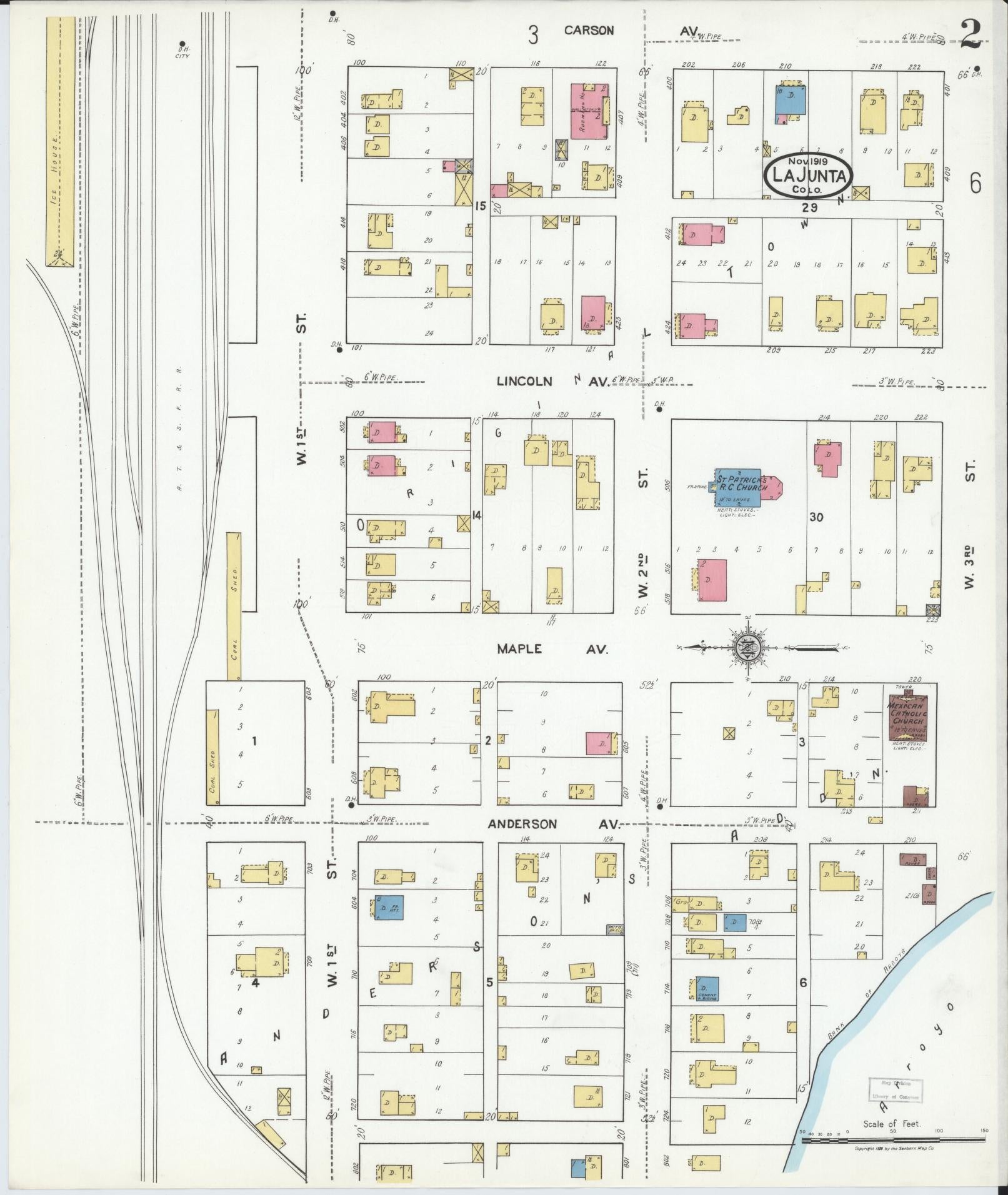Sanborn Fire Insurance Map from La Junta, Otero County, Colorado (1919), Sheet #0002 - Complete Map Set gallery image, historic Sanborn map, vintage wall art, Colorado Colorado