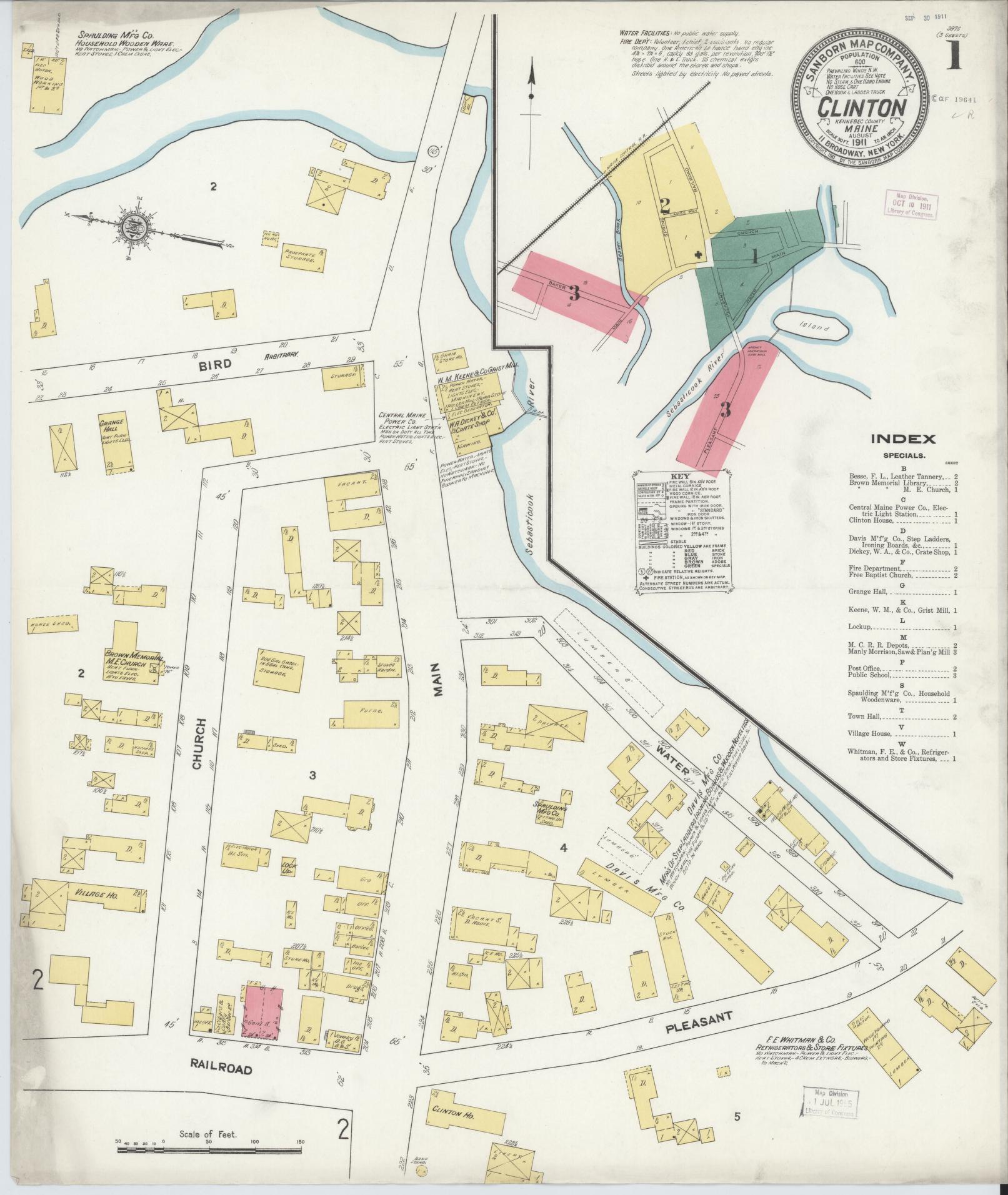 Sanborn Fire Insurance Map from Clinton, Kennebec County, Maine. (1911) – Historic Sanborn Fire Insurance Map Print