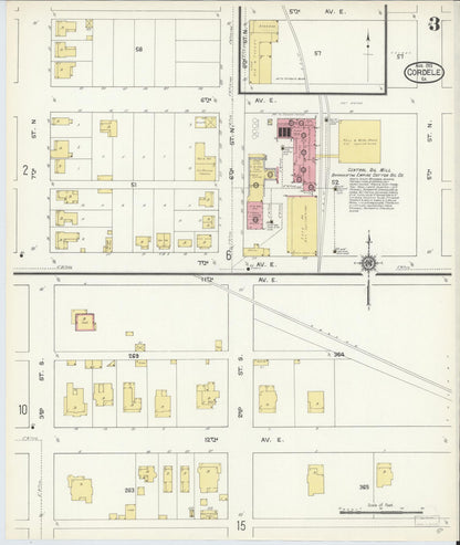 Sanborn Fire Insurance Map from Cordele, Crisp County, Georgia (1913), Sheet #0003 - Complete Map Set gallery image, historic Sanborn map, vintage wall art, Georgia Georgia