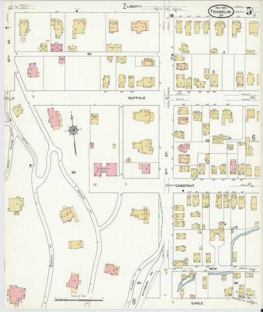 Sanborn Fire Insurance Map from Franklin, Venango County, Pennsylvania (1912), Sheet #0005 - Historic Sanborn Fire Insurance Map Print, vintage old map wall art, antique decor, genealogy gift, Pennsylvania Pennsylvania map