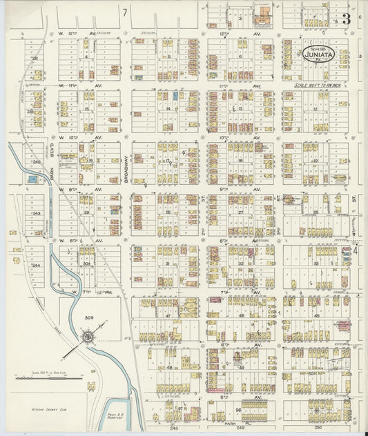 Sanborn Fire Insurance Map from Juniata, Blair County, Pennsylvania (1915), Sheet #0003 - Historic Sanborn Fire Insurance Map Print, vintage old map wall art, antique decor, genealogy gift, Pennsylvania Pennsylvania map