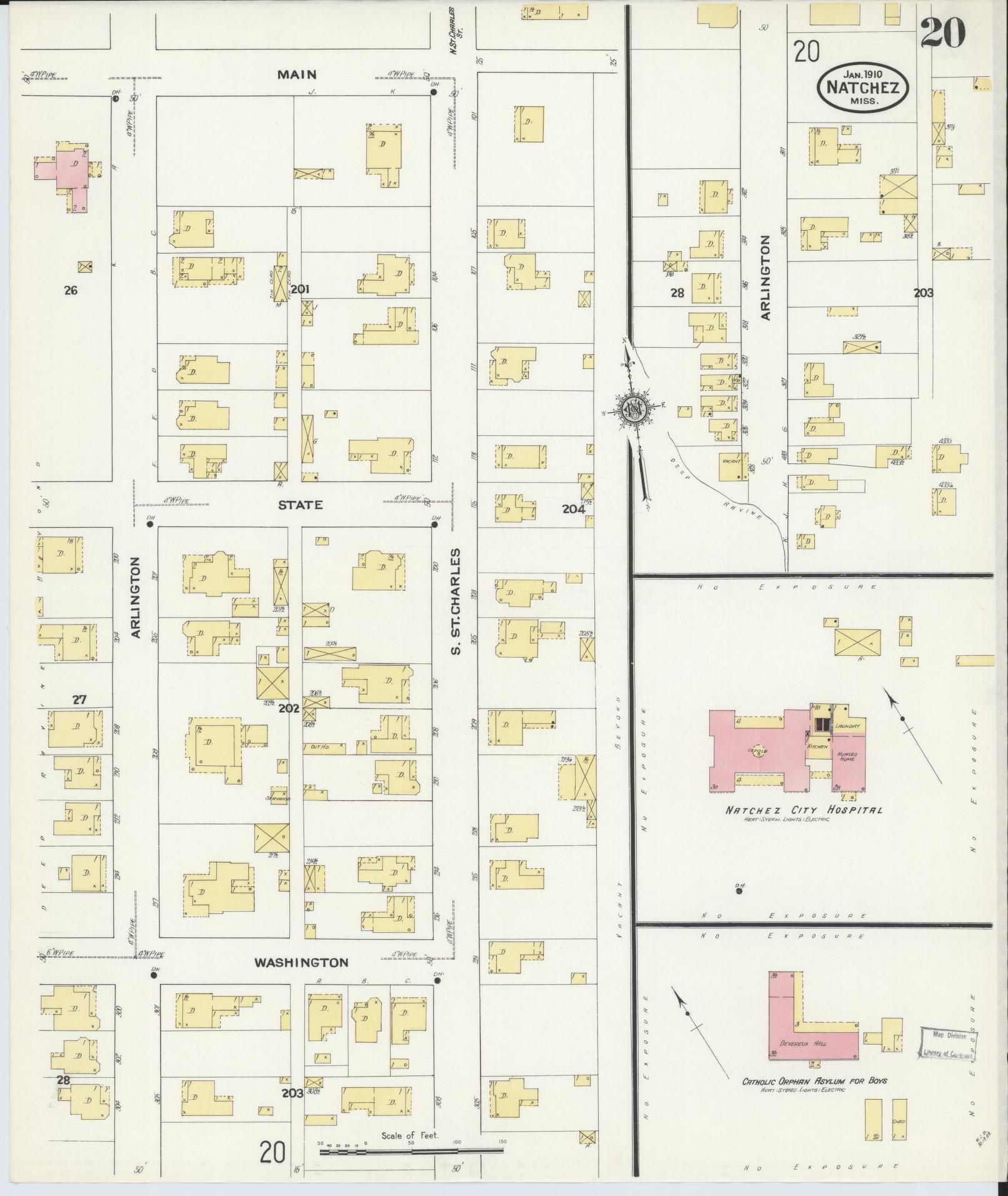 Sanborn Fire Insurance Map from Natchez, Adams County, Mississippi (1910), Sheet #0020 - Complete Map Set gallery image, historic Sanborn map, vintage wall art, Mississippi Mississippi