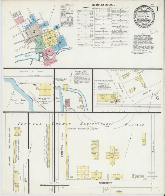 Sanborn Fire Insurance Map from Riverhead, Suffolk County, New York (1897), Sheet #0001 - Complete Map Set gallery image, historic Sanborn map, vintage wall art, New York New York