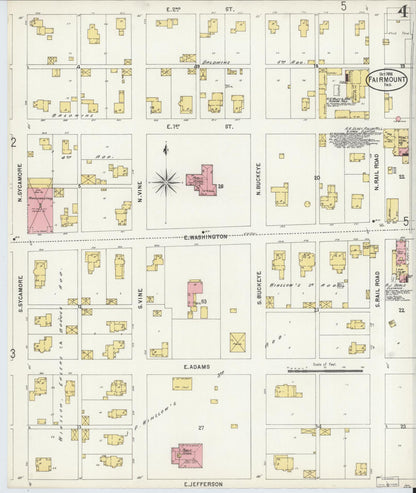 Sanborn Fire Insurance Map from Fairmount, Grant County, Indiana (1898), Sheet #0004 - Historic Sanborn Fire Insurance Map Print, vintage old map wall art, antique decor, genealogy gift, Indiana Indiana map