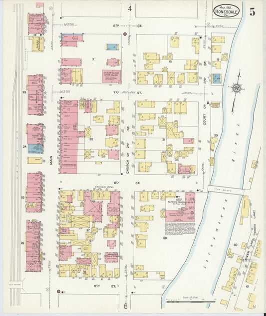 Sanborn Fire Insurance Map from Honesdale, Wayne County, Pennsylvania (1912), Sheet #0005 - Historic Sanborn Fire Insurance Map Print, vintage old map wall art, antique decor, genealogy gift, Pennsylvania Pennsylvania map