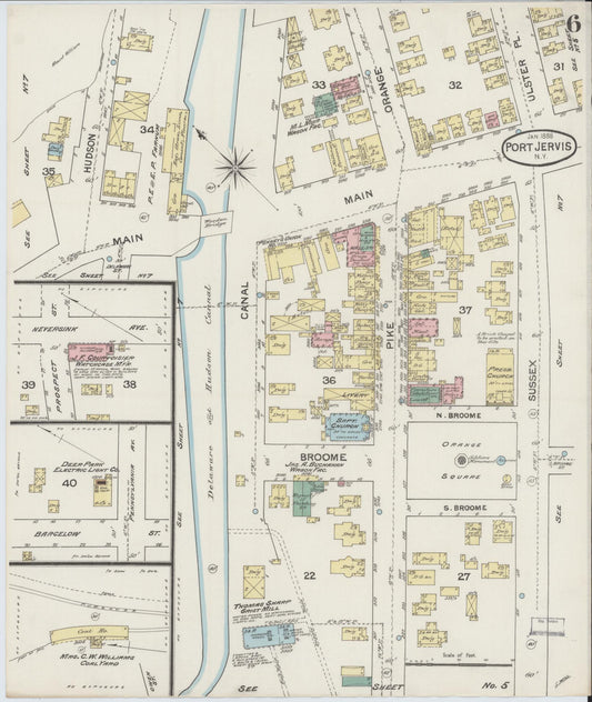 Sanborn Fire Insurance Map from Port Jervis, Orange County, New York (1888), Sheet #0006 - Historic Sanborn Fire Insurance Map Print, vintage old map wall art, antique decor, genealogy gift, New York New York map